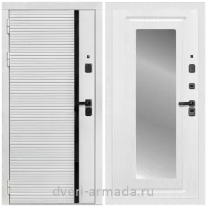 Входные двери с зеркалом МДФ, Дверь входная Армада Каскад WHITE МДФ 10 мм / МДФ 16 мм ФЛЗ-120 Ясень белый