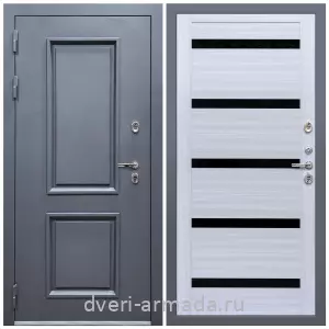 Большие входные двери, Дверь входная уличная в дом Армада Корса / МДФ 16 мм СБ-14 Сандал белый стекло черное