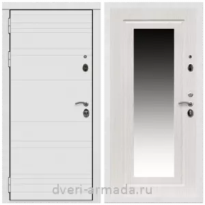 Двери МДФ для квартиры, Дверь входная Армада Престиж Белая шагрень матовый линии горизонт МДФ 16 мм / МДФ 16 мм ФЛЗ-120 Дуб беленый