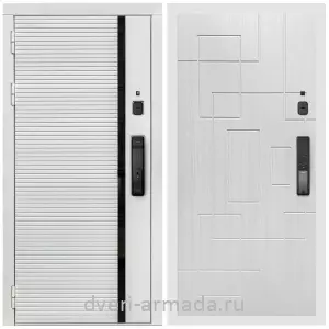 Правые входные двери, Умная входная смарт-дверь Армада Каскад WHITE МДФ 10 мм Kaadas K9 / МДФ 16 мм ФЛ-57 Белый жемчуг