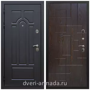 Двери МДФ для квартиры, Дверь входная Армада Эврика МДФ 10 мм ФЛ-58 Венге / МДФ 16 мм ФЛ-57 Дуб шоколад