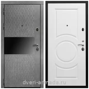 Входные двери 880х2050, Дверь входная Армада Престиж Черная шагрень МДФ 16 мм Штукатурка графит / МС-100 Белый матовый