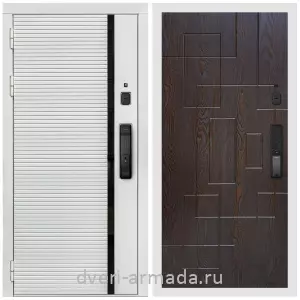 Красивые входные двери, Умная входная смарт-дверь Армада Каскад WHITE МДФ 10 мм Kaadas K9 / МДФ 16 мм ФЛ-57 Дуб шоколад