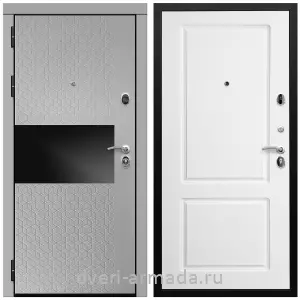Входные двери с тремя петлями, Дверь входная Армада Престиж Черная шагрень МДФ 16 мм Милк рикамо софт / МДФ 16 мм ФЛ-117 Белый матовый