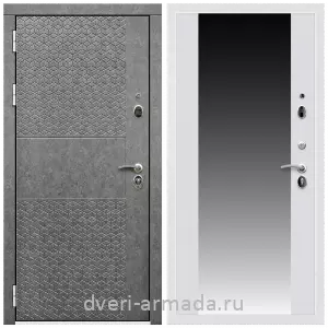 С зеркалом, Дверь входная Армада Престиж Белая шагрень МДФ 16 мм Штукатурка графит ФЛС - 502 / СБ-16 Белый матовый