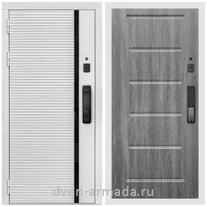 Правые входные двери, Умная входная смарт-дверь Армада Каскад WHITE МДФ 10 мм Kaadas K9 / МДФ 16 мм ФЛ-39 Дуб Филадельфия графит