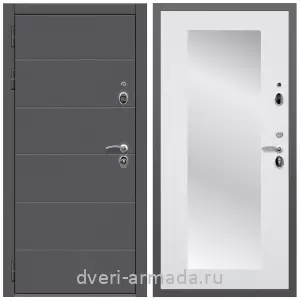 Белые двери с зеркалом, Дверь входная Армада Роуд МДФ 10 мм / МДФ 16 мм ФЛЗ-Пастораль, Белый матовый