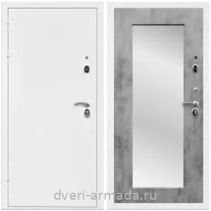 Белые двери с зеркалом, Дверь входная Армада Оптима Белая шагрень / МДФ 16 мм ФЛЗ-Пастораль, Бетон темный