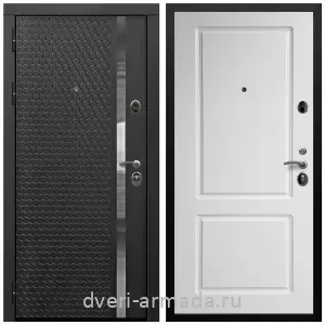 Входные двери лофт, Дверь входная Армада Престиж Черная шагрень МДФ 16 мм ФЛН - 501/ МДФ 16 мм ФЛ-117 Белый матовый