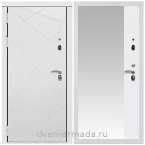 Двери МДФ для квартиры, Дверь входная Армада Тесла МДФ 16 мм / МДФ 16 мм ФЛЗ Панорама-1 Белый матовый
