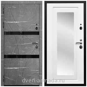 Двери МДФ для квартиры, Дверь входная Армада Престиж Черная шагрень МДФ 16 мм Торос графит / МДФ 16 мм ФЛЗ-120 Ясень белый
