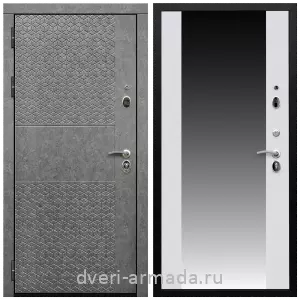 С зеркалом, Дверь входная Армада Престиж Черная шагрень МДФ 16 мм Штукатурка графит ФЛС - 502 / МДФ 16 мм СБ-16 Белый матовый