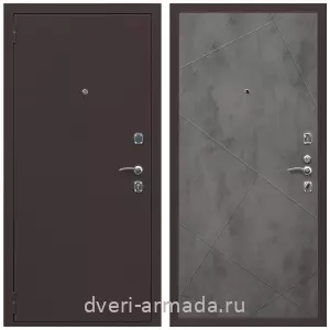 МДФ с зеркалом, Дверь входная Армада Комфорт Антик медь / ФЛ-291 Бетон темный
