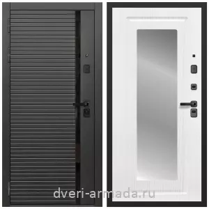 Входные двери с зеркалом МДФ, Дверь входная Армада Каскад BLACK МДФ 10 мм / МДФ 16 мм ФЛЗ-120 Ясень белый