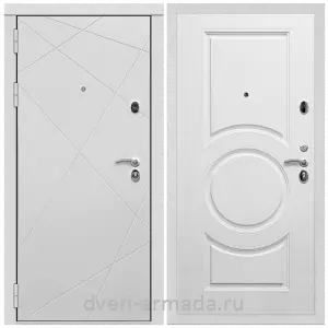 Глухие, Глухая металлическая дверь входная Армада Тесла МДФ 16 мм / МДФ 16 мм МС-100 Белый матовый