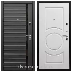 Двери МДФ для квартиры, Дверь входная Армада Престиж Черная шагрень МДФ 16 мм ФЛС-550/ МДФ 16 мм МС-100 Белый матовый