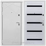 Дверь входная Армада Тесла МДФ 16 мм / МДФ 16 мм СБ-14 Сандал белый стекло черное