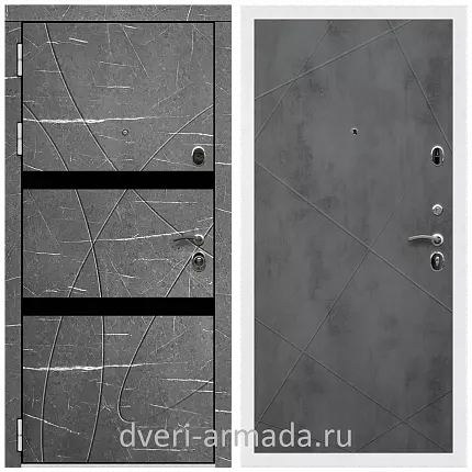 Дверь входная Армада Престиж Белая шагрень МДФ 16 мм Торос графит / ФЛ-291 Бетон темный