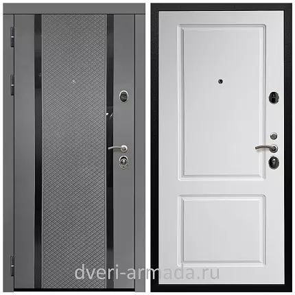 Дверь входная Армада Престиж Черная шагрень МДФ 16 мм Графит абсолют софт / ФЛ-117 Белый матовый