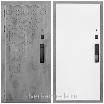 Дверь входная Армада Квадро МДФ 16 мм Kaadas K9 / МДФ 10 мм Гладкая белый матовый