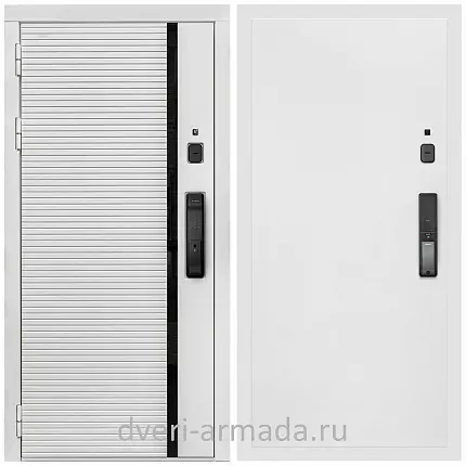 Умная входная смарт-дверь Армада Каскад WHITE МДФ 10 мм Kaadas K9 / МДФ 10 мм Гладкая Белый матовый