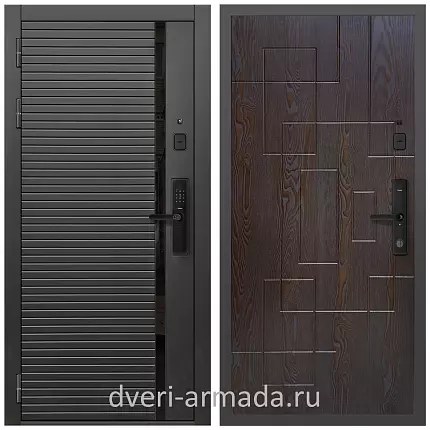 Умная входная смарт-дверь Армада Каскад BLACK МДФ 10 мм Kaadas S500 / МДФ 16 мм ФЛ-57 Дуб шоколад